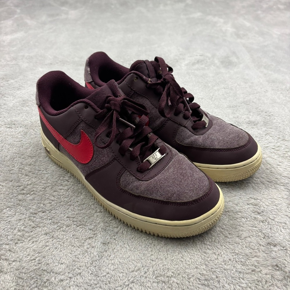 VTG‎ Nike Air Force 1 Low Mens 8 Purple Scarlet Red Logo Canvas Upper Casual Y2K